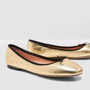 J Crew Evie Metallic Gold Ballerina Flats